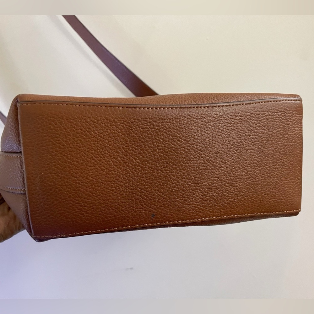 Coach Pebbled Leather Tan Cognac Brown Shoulder Bag Crossbody Chic Minimalist - Picture 12 of 16